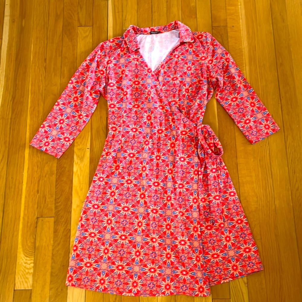 J.McLaughlin Lola Wrap Dress Large Catalina Cloth